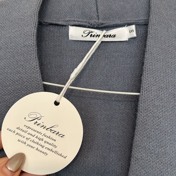 Long Button closure steel blue carnigan - Picture 2 of 7